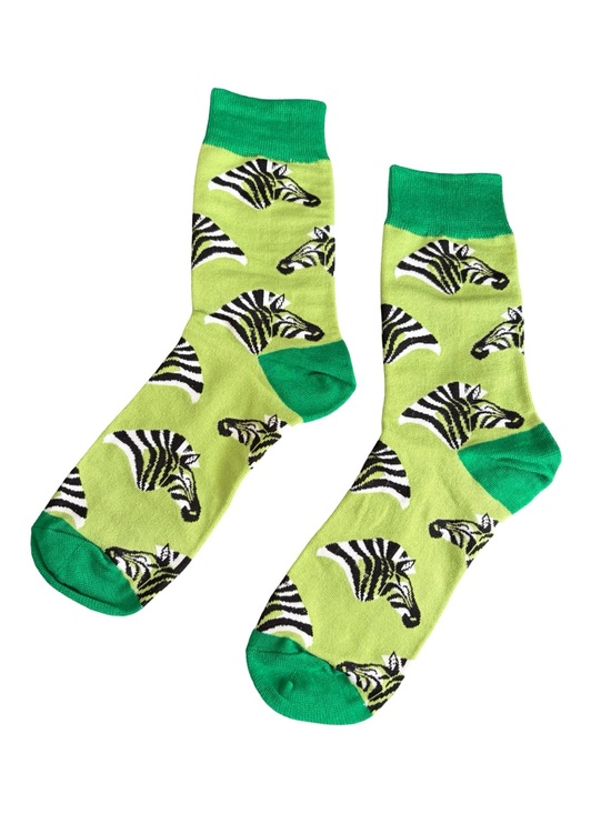 Unbranded Accessories - Green Zebra Novelty Socks Womens Size 8-12